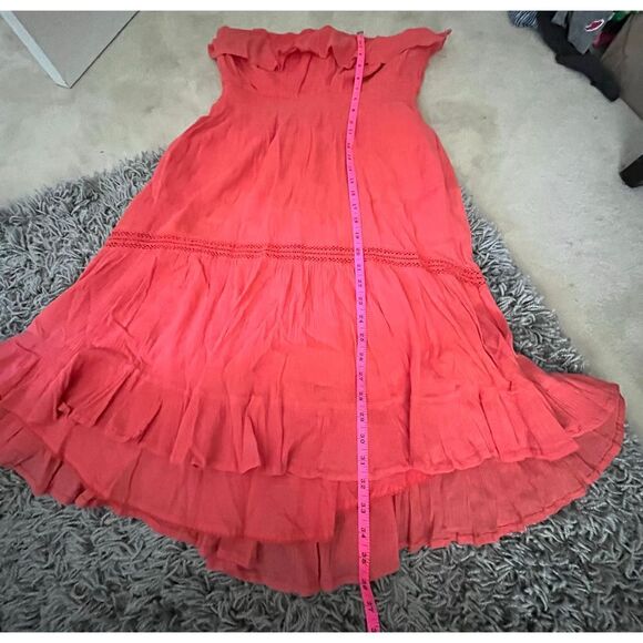 Anthropologie H in Paris Coral Strapless Midi Dress M - Picture 3 of 12